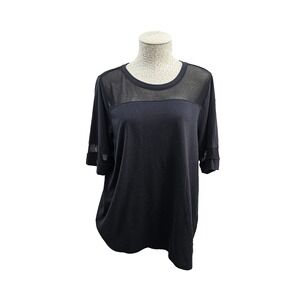 Zelos‎ 1X Plus Black Sheer Panel Short Sleeve Athletic Workout Top Tee Shirt EUC